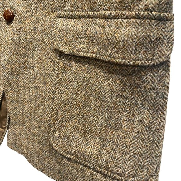 Vintage Brown Herringbone Harris Tweed Jacket - Picture 8 of 12
